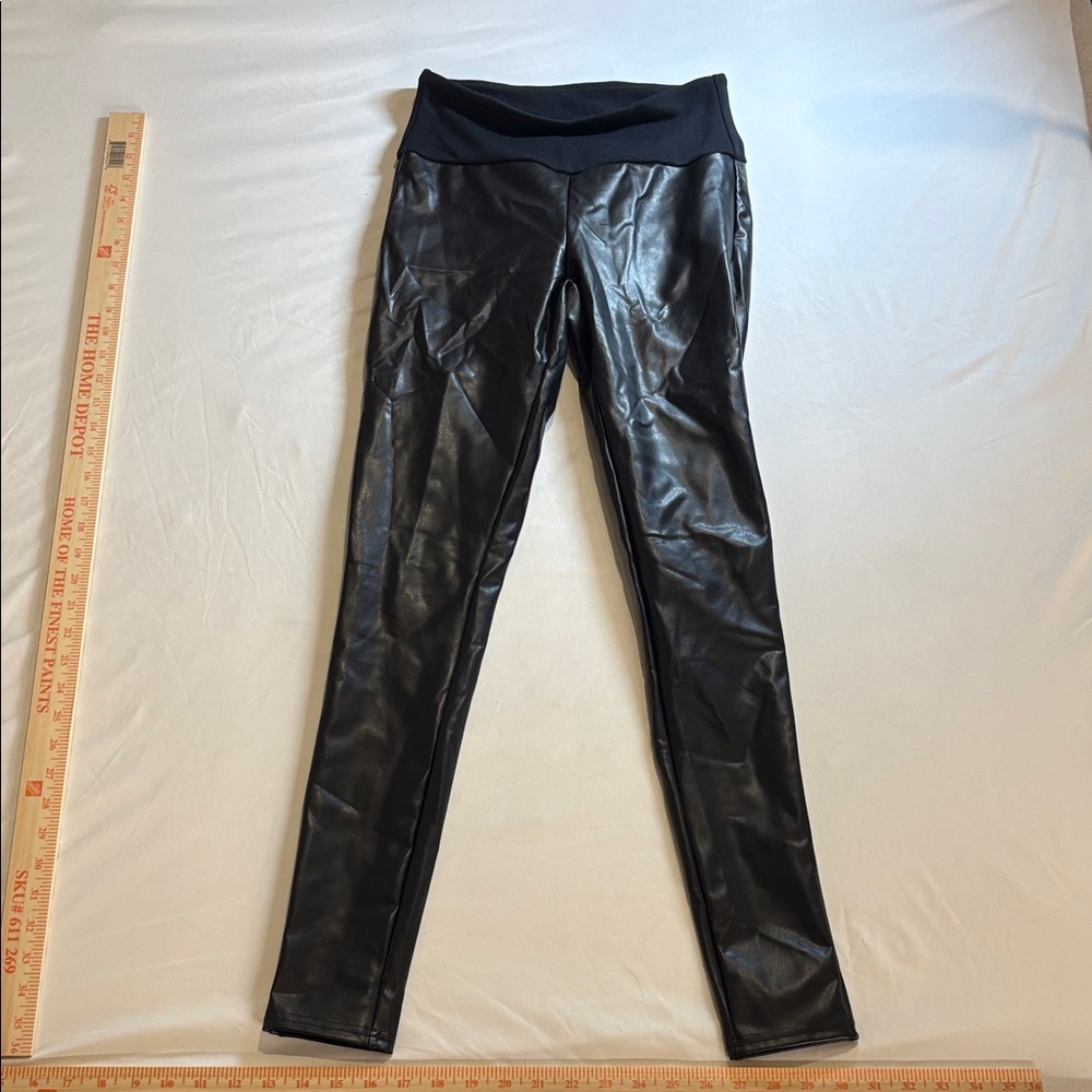 SPANX Black Faux Leather-Look Leggings